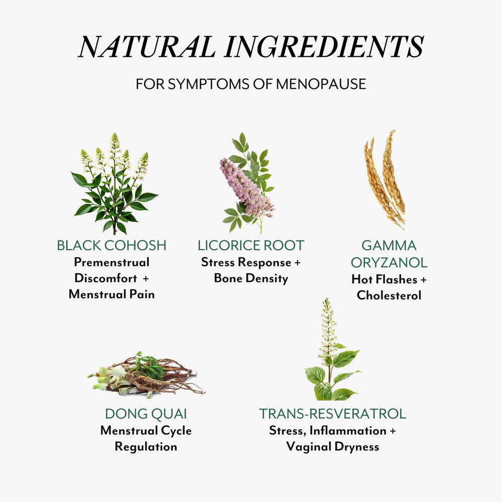 Veracity Selfcare label detail highlights antioxidant botanicals for menopause support