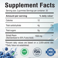 Close-up of gummy texture and blueberry flavor for easy daily use.