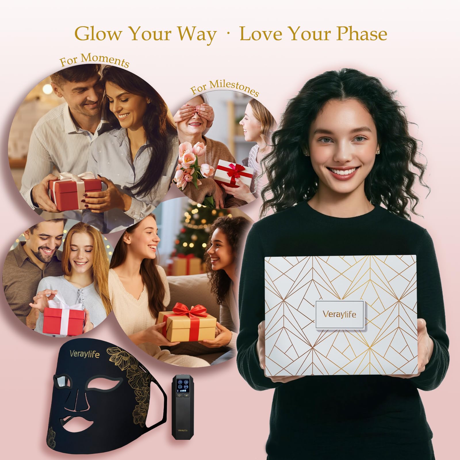 Veraylife luxury skincare kit gift box highlights premium presentation and included accessories.