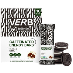 Pack of Verb Caffeinated Energy Bar Cookies and Cream offers portable energy for busy days.