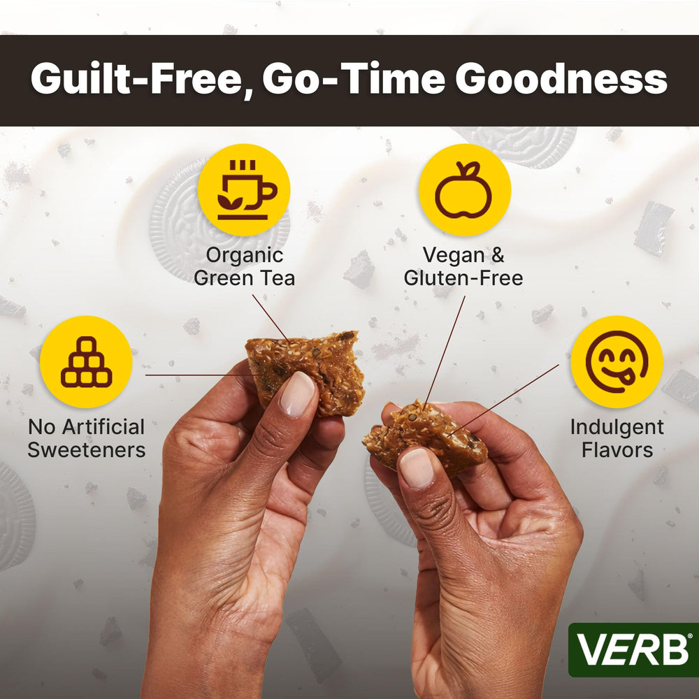 Unwrapped Verb Energy Bar Cookies and Cream ready to eat on the go.