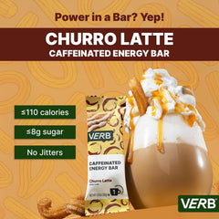 Verb Energy Bar green tea caffeine source close-up signals clean focus.