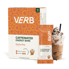 Verb Caffeinated Energy Bar Mocha Chip packaging provides convenient on-the-go energy.