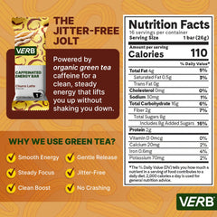Verb Caffeinated Energy Bar wrapper highlights on-the-go energy for busy days.