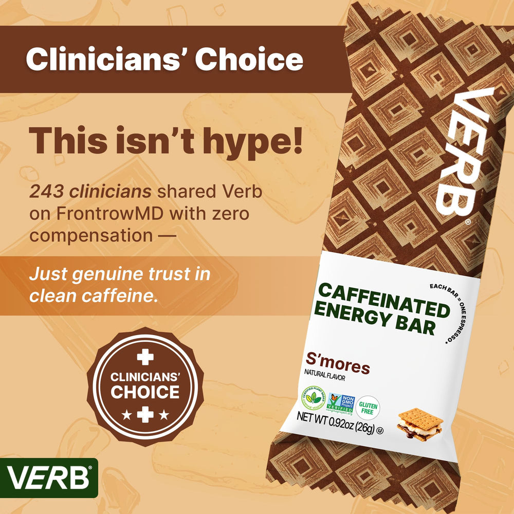 Verb Caffeinated Energy Bars Smores caffeine from green tea for steady focus