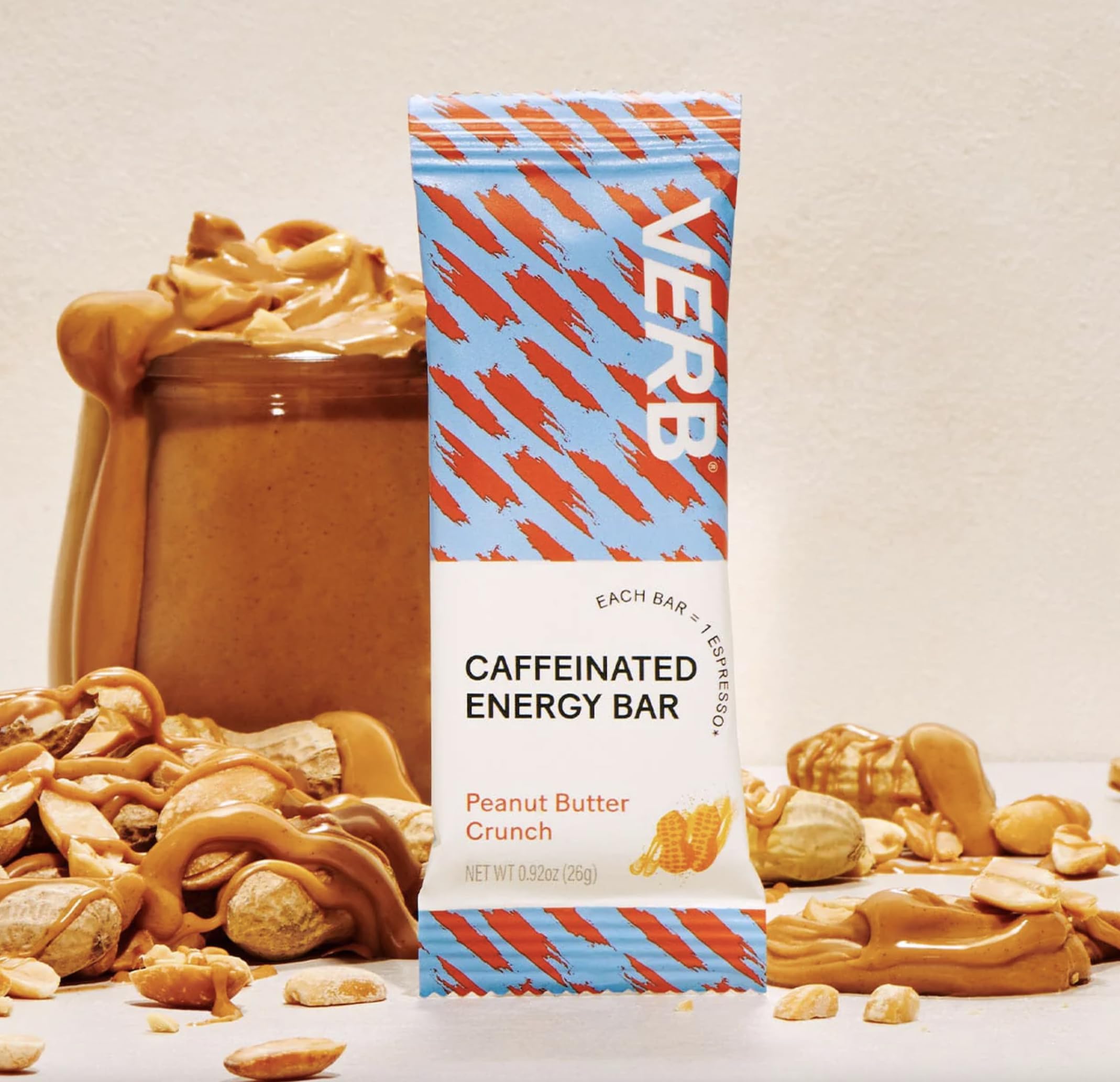 On-the-go Verb Energy Bar snack ready for travel, work, or study.