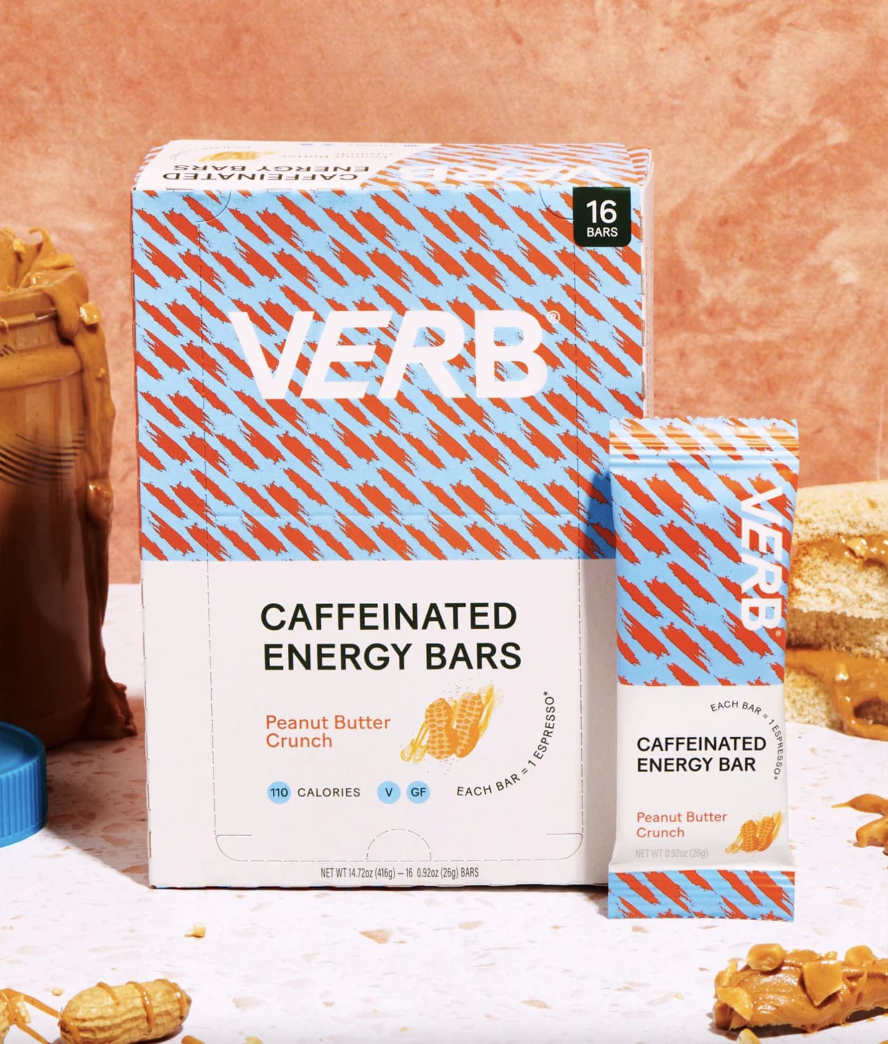 Ingredient list for Verb Energy Bar Peanut Butter Cookie with simple real-food components.