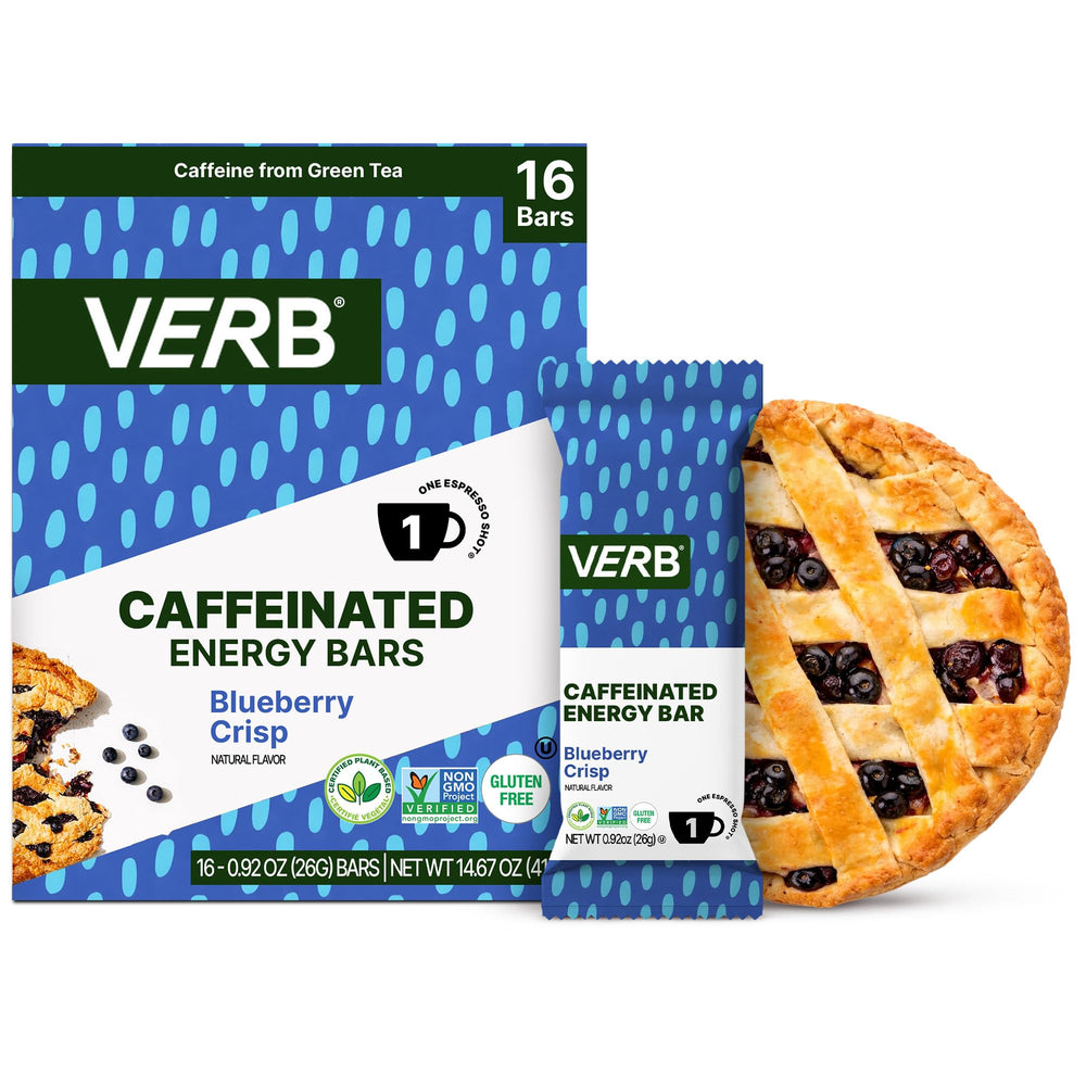 Verb Energy Blueberry Crisp bar pack-16 delivers a quick energy boost.