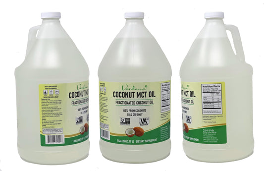Verdana Coconut MCT Oil bottle label showing non-GMO and kosher certifications