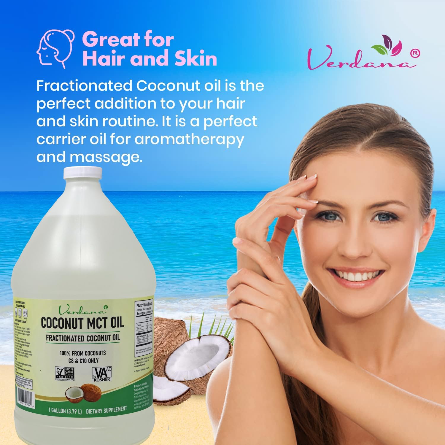 Verdana Coconut MCT Oil bulk bottle produced in the USA with kosher status