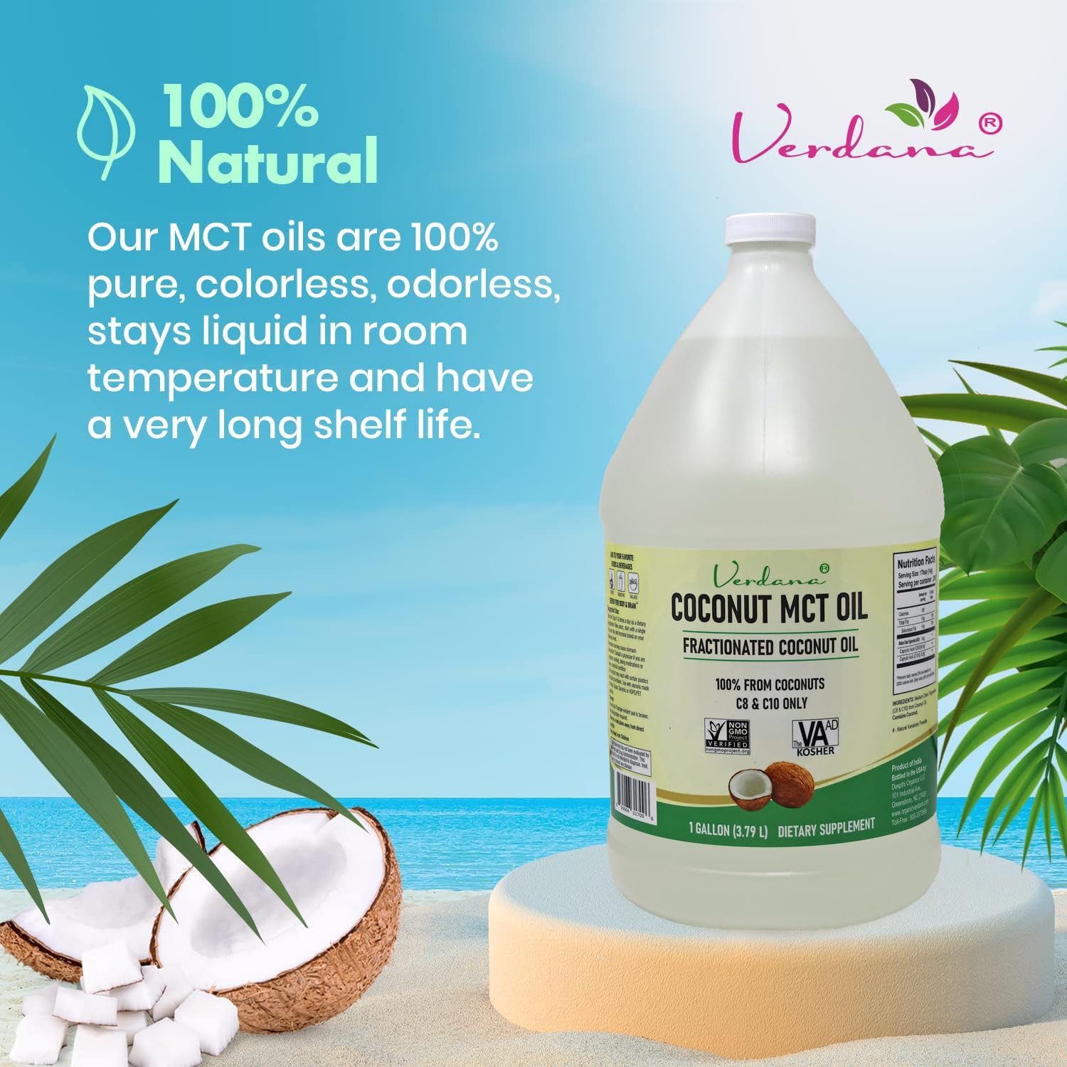 Verdana Coconut MCT Oil functioning as a light massage carrier with quick absorption