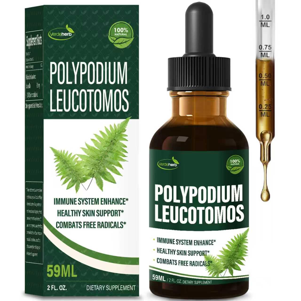 Verdeherb Polypodium leucotomos drops bottle supports daily immune balance.