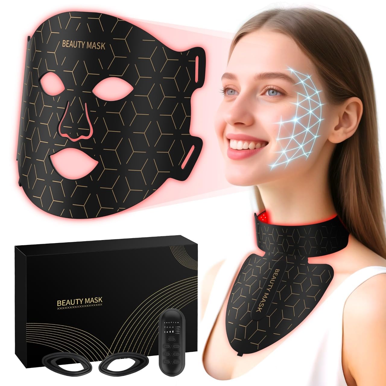 Verfubo red light face mask front view for at-home facial treatment