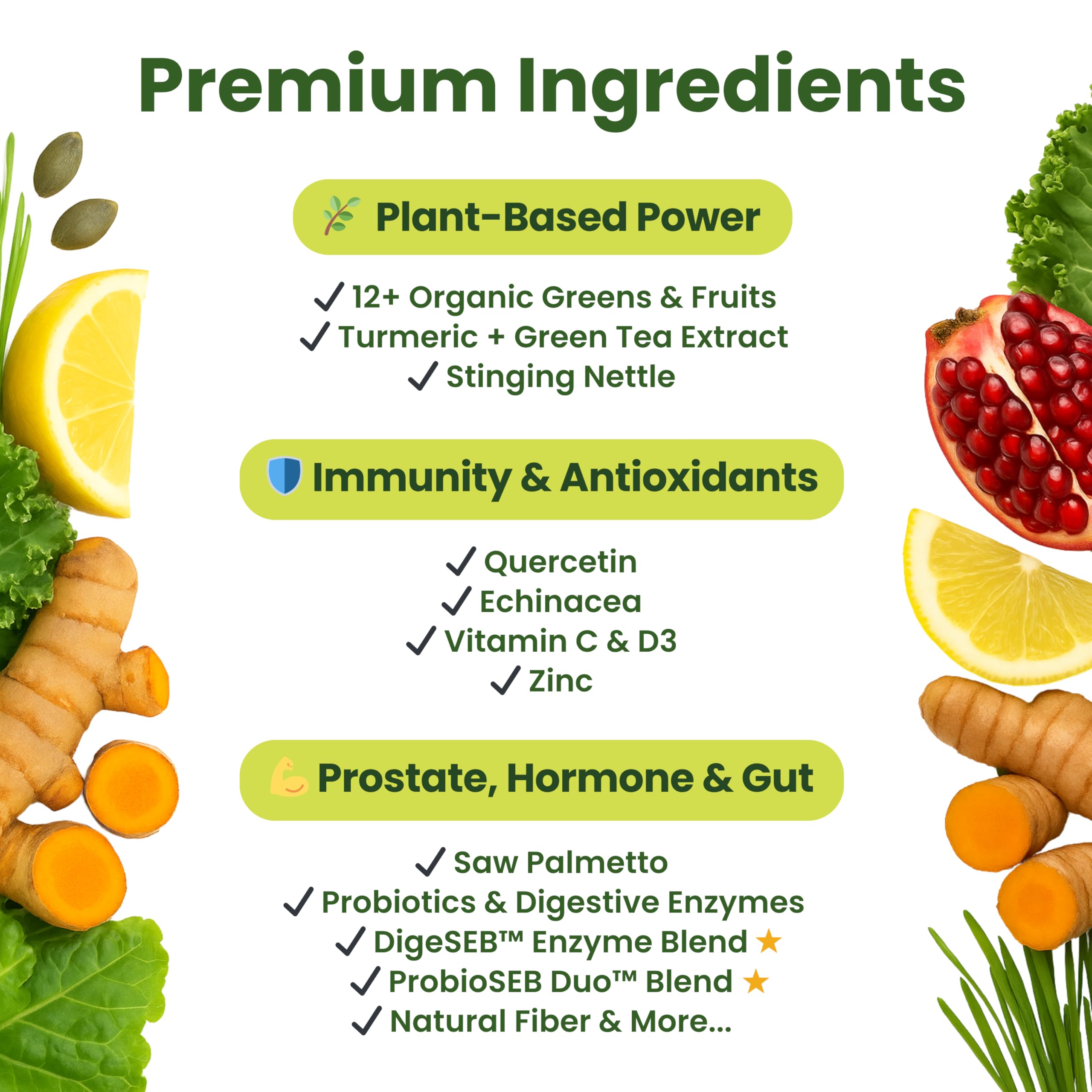 Veridi Greens organic USA ingredients label highlighting quality and transparency.