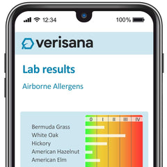Verisana airborne allergen list visual showing 48 allergens