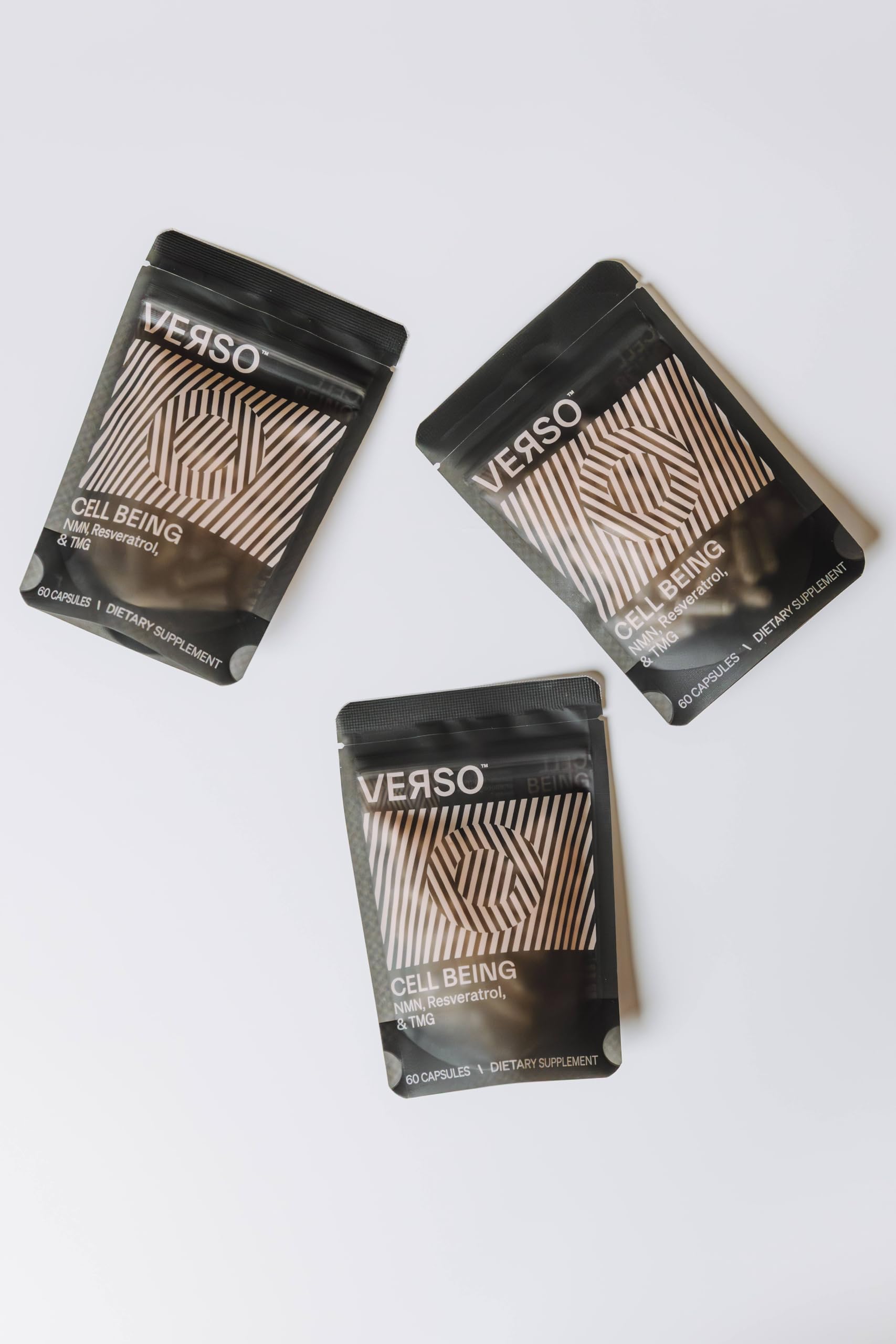 Verso Cell Being on a table with water for easy daily use and energy support.