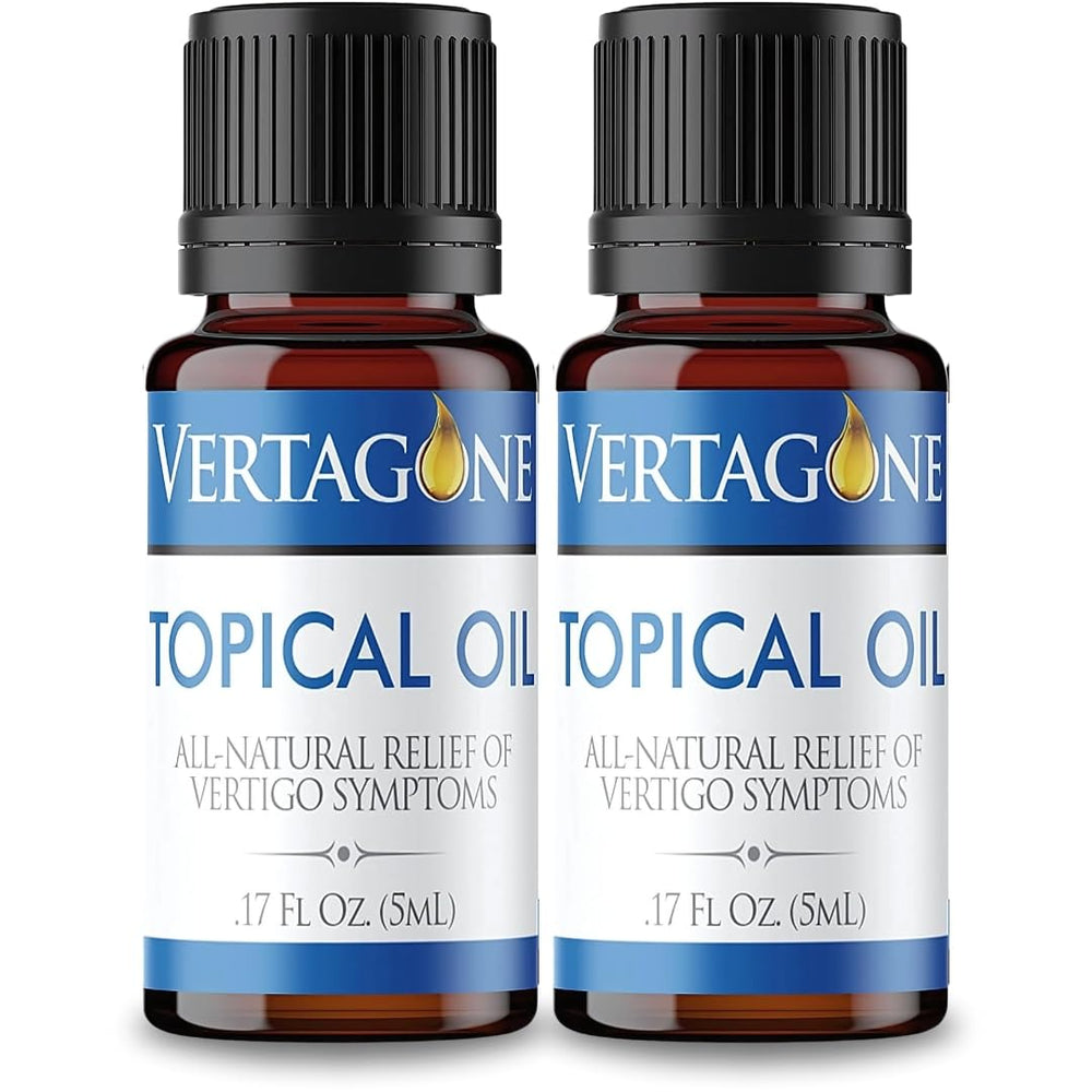 Vertagone Topical Oil bottle with dropper ready for vertigo relief.
