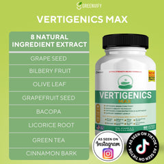 Vertigenics Max package front with glass signaling alertness and energy support.