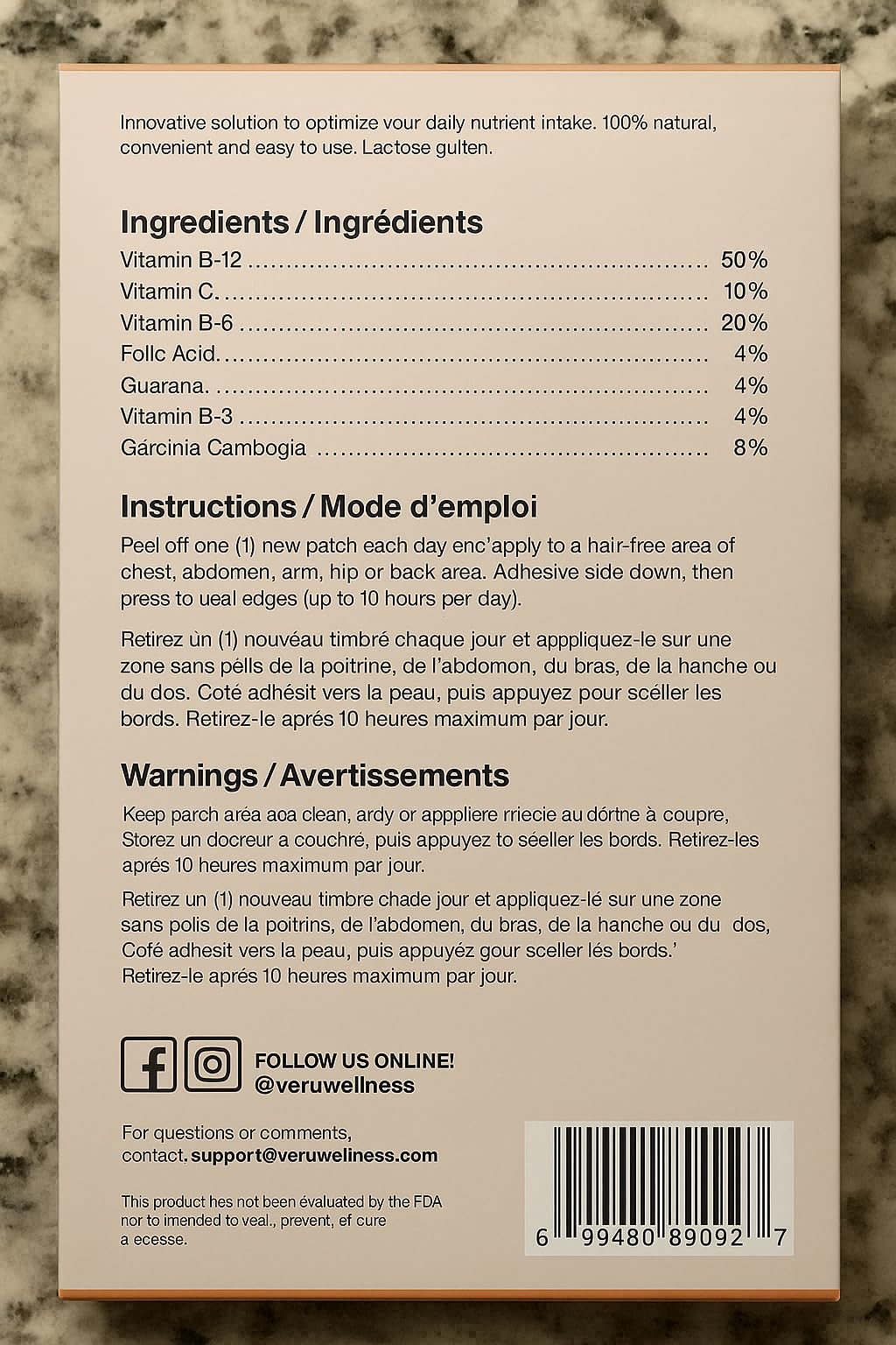 Veru Wellness B12 Patch skin-ready application, smooth wear throughout the day.