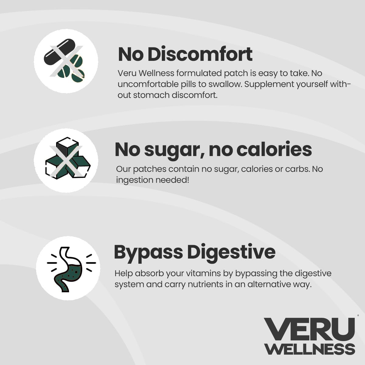 Veru Wellness bariatric immune patch on skin demonstrates discreet daily wear for post-op routines.