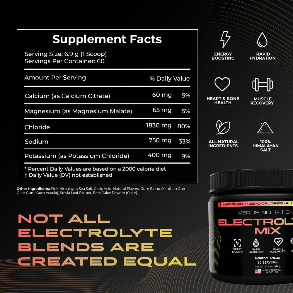VERUS NUTRITION Lemon Lime flavor powder mixed with water for quick hydration.