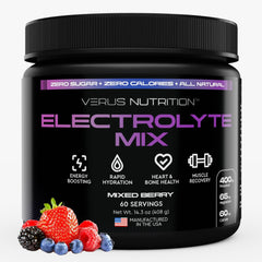 VERUS NUTRITION Electrolytes Mixed Berry bottle for zero sugar hydration on active days.