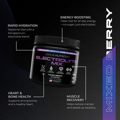 Refreshing Mixed Berry flavor from VERUS NUTRITION electrolytes during workouts.