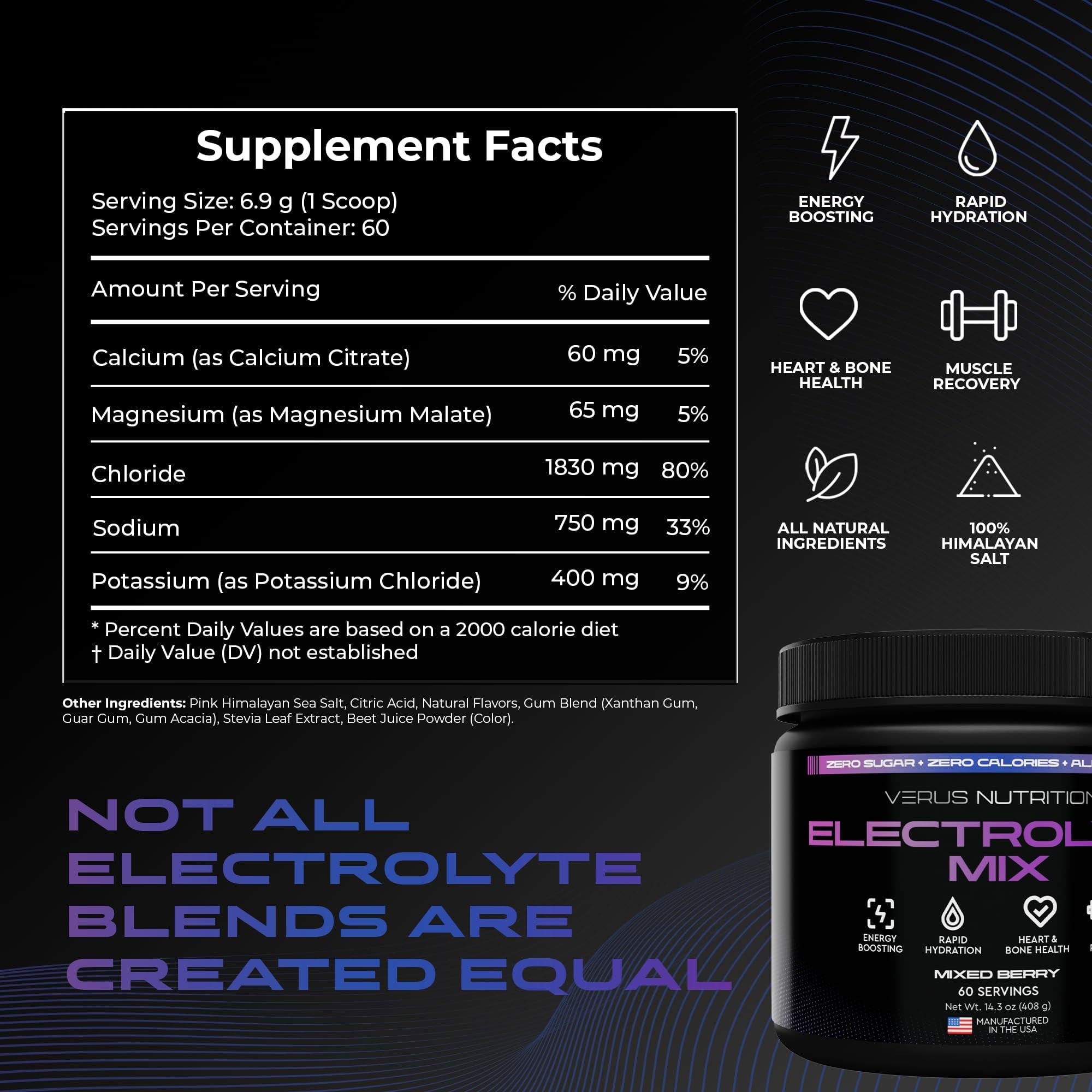 Pour VERUS NUTRITION electrolytes into a glass for fast hydration.