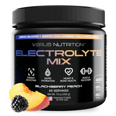 VERUS NUTRITION electrolytes powder berry peach in a glass for refreshing hydration