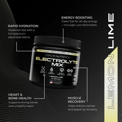 VERUS NUTRITION Electrolytes Powder bottle-closeup emphasizes eco-friendly packaging.