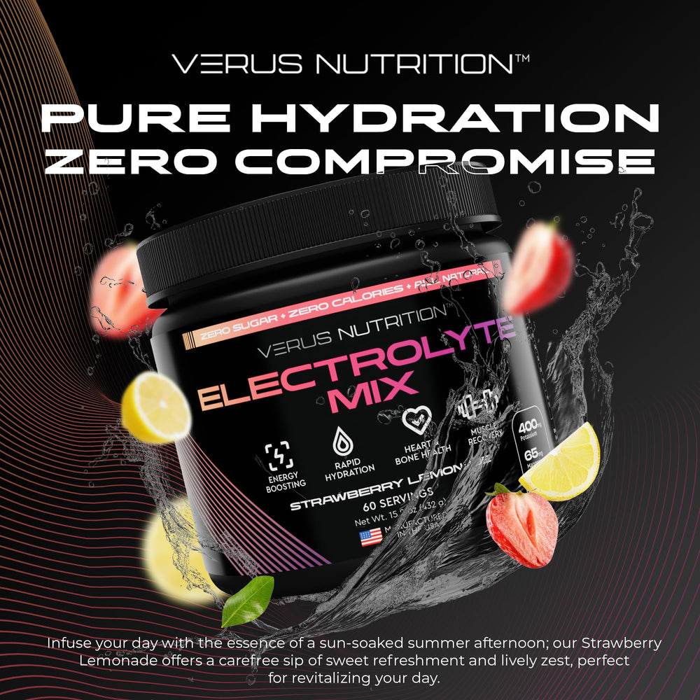 VERUS NUTRITION Miami Vice electrolytes powder tub for flavorful zero calories hydration.