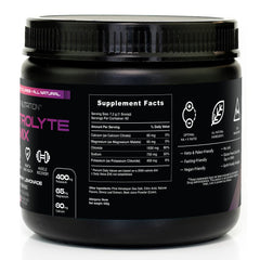VERUS NUTRITION Mixed Berry electrolytes powder close-up with vibrant color and flavor.