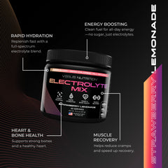 VERUS NUTRITION Mixed Berry electrolytes powder tub provides tasty sugar-free hydration.