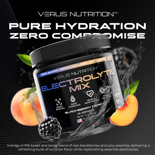 VERUS NUTRITION electrolytes powder jar close-up highlighting zero sugar formula for keto