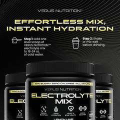 VERUS NUTRITION Electrolytes Powder packaging-front signals recyclable bottle.