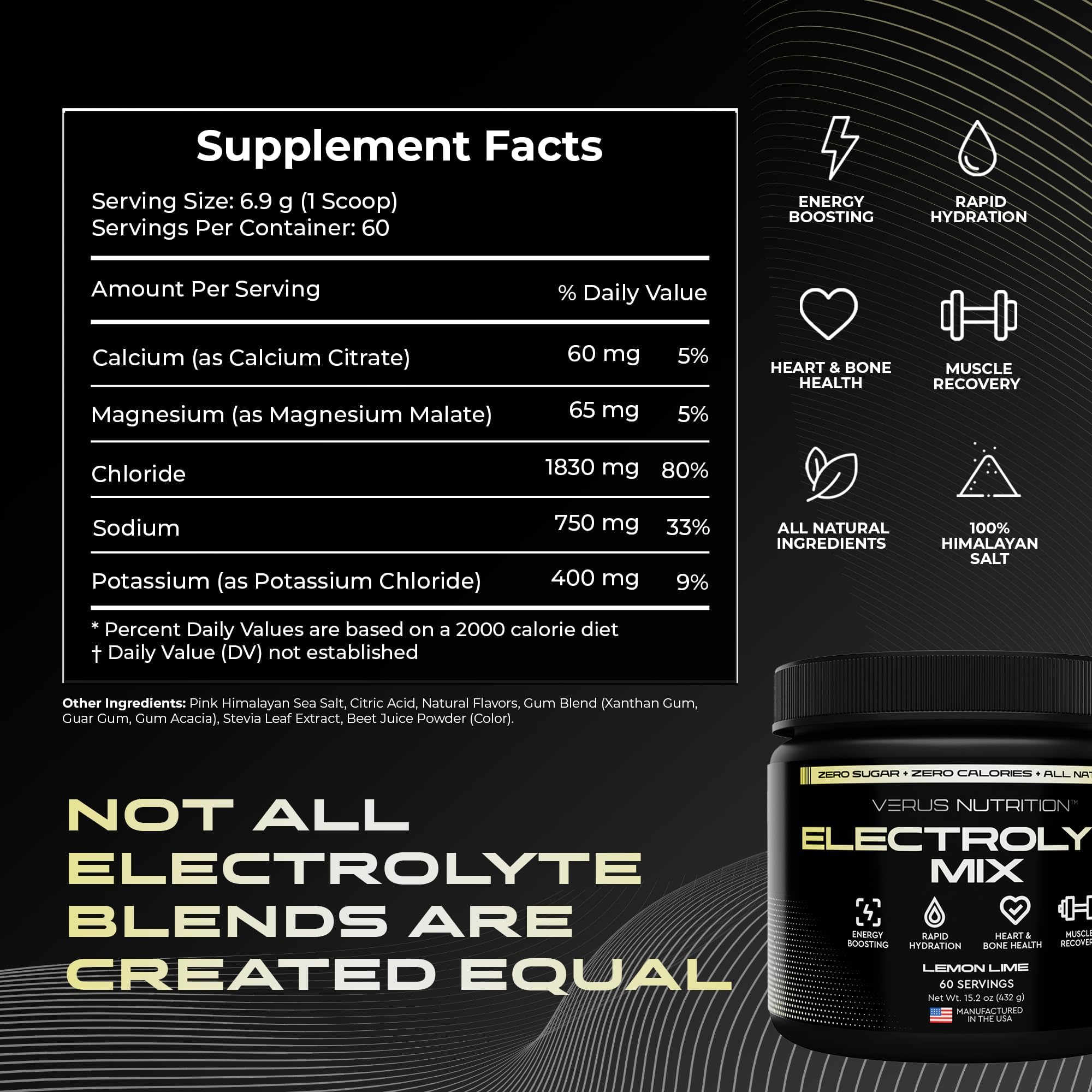 VERUS NUTRITION Electrolytes Powder scoop-dispense highlights precise mineral balance.