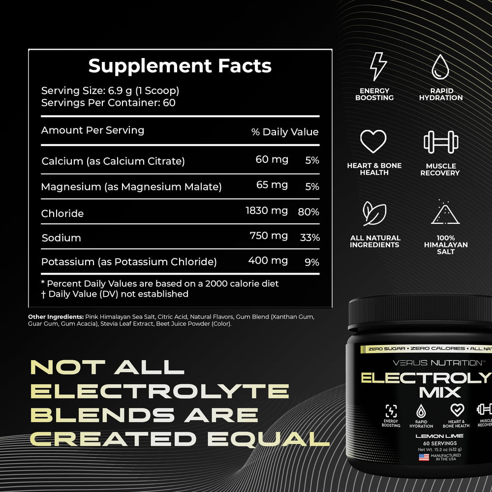 VERUS NUTRITION Electrolytes Powder scoop-dispense highlights precise mineral balance.