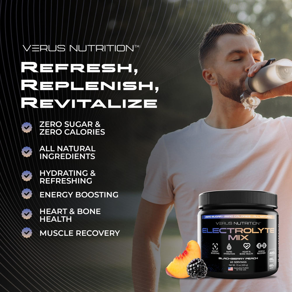 Summer hydration with VERUS NUTRITION electrolytes powder in a refreshing glass