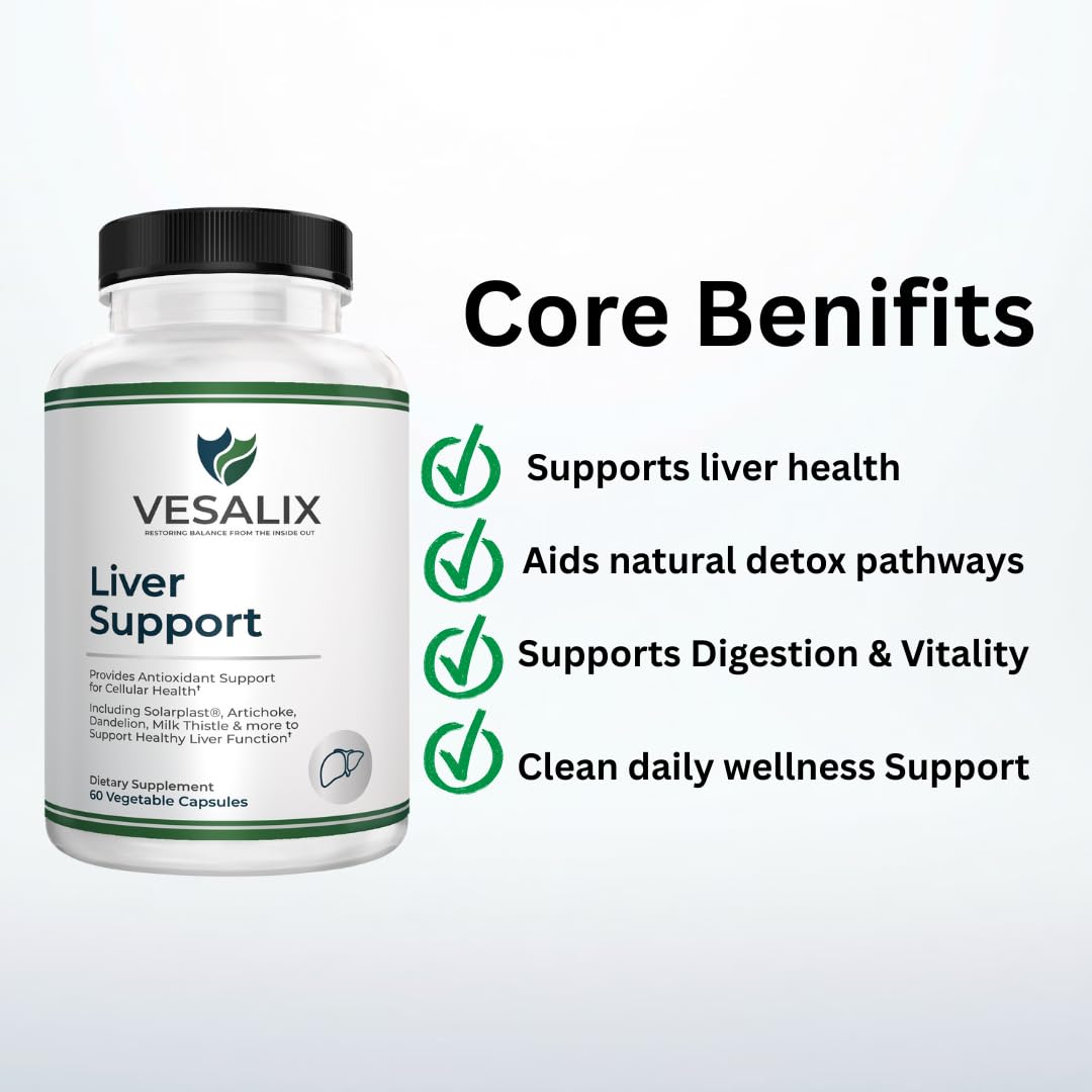Three-capsule daily serving shown for consistent digestive wellness with VESALIX.