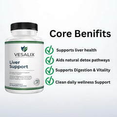Three-capsule daily serving shown for consistent digestive wellness with VESALIX.