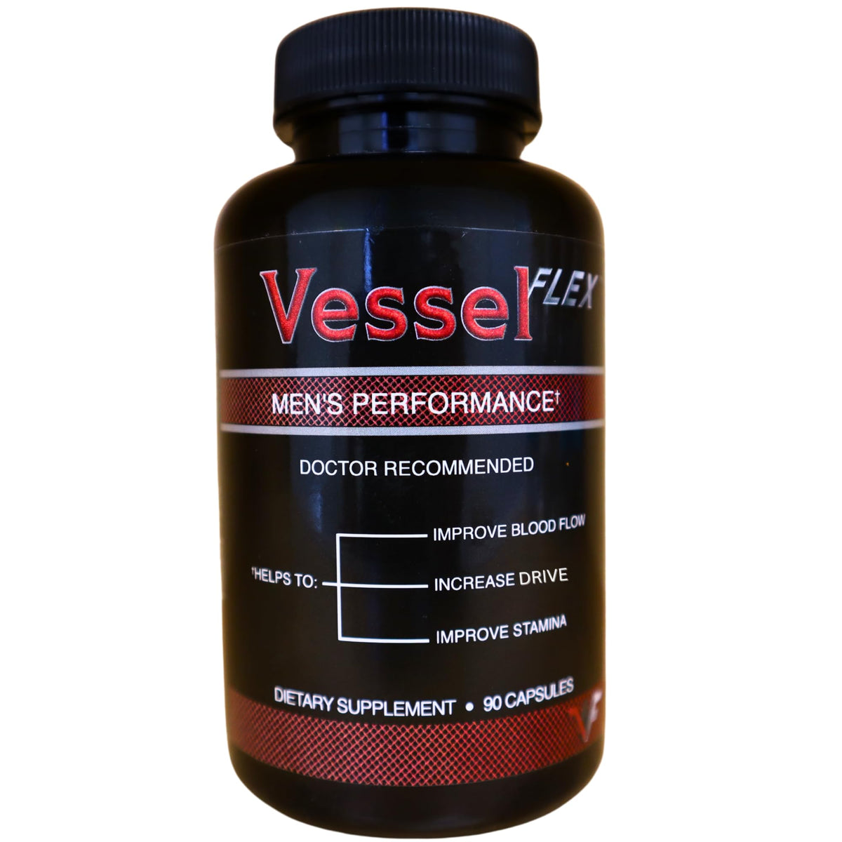 VesselFLEX bottle front view highlighting nitric oxide support for energy