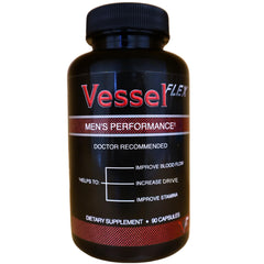 VesselFLEX bottle front view highlighting nitric oxide support for energy