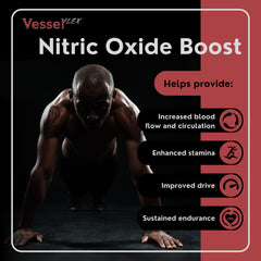 VesselFLEX bottle pouring shot illustrating easy daily intake for stamina