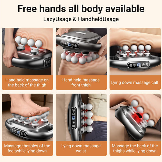 Vetdio 16-head massage gun targets legs with deep tissue work for post-workout relief.