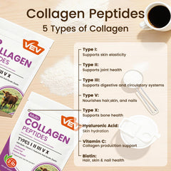 VEV scoop included for easy measurement and dosing with collagen powder.