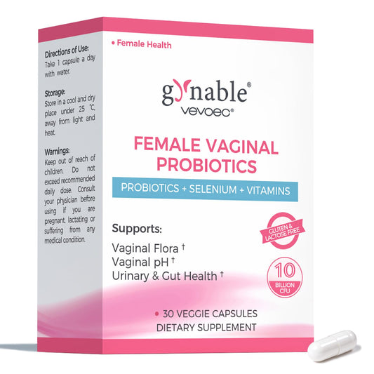 Vevoec Gynable bottle front supports daily vaginal health.