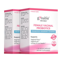 Vevoec Gynable bottle front promotes daily vaginal balance and comfort.