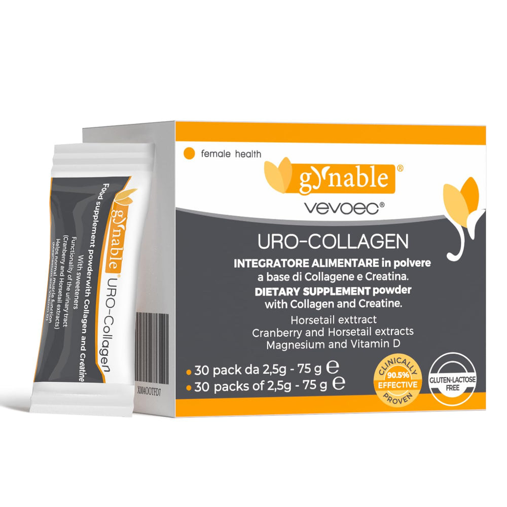 Vevoec Gynable UROCollagen bottle front showing lemon flavor for daily wellness
