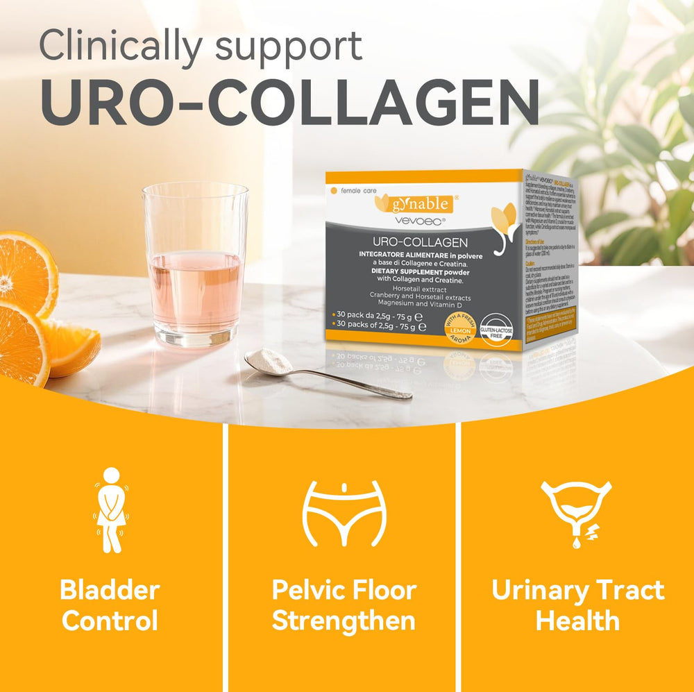 Close-up of Vevoec Gynable UROCollagen capsules for easy daily intake