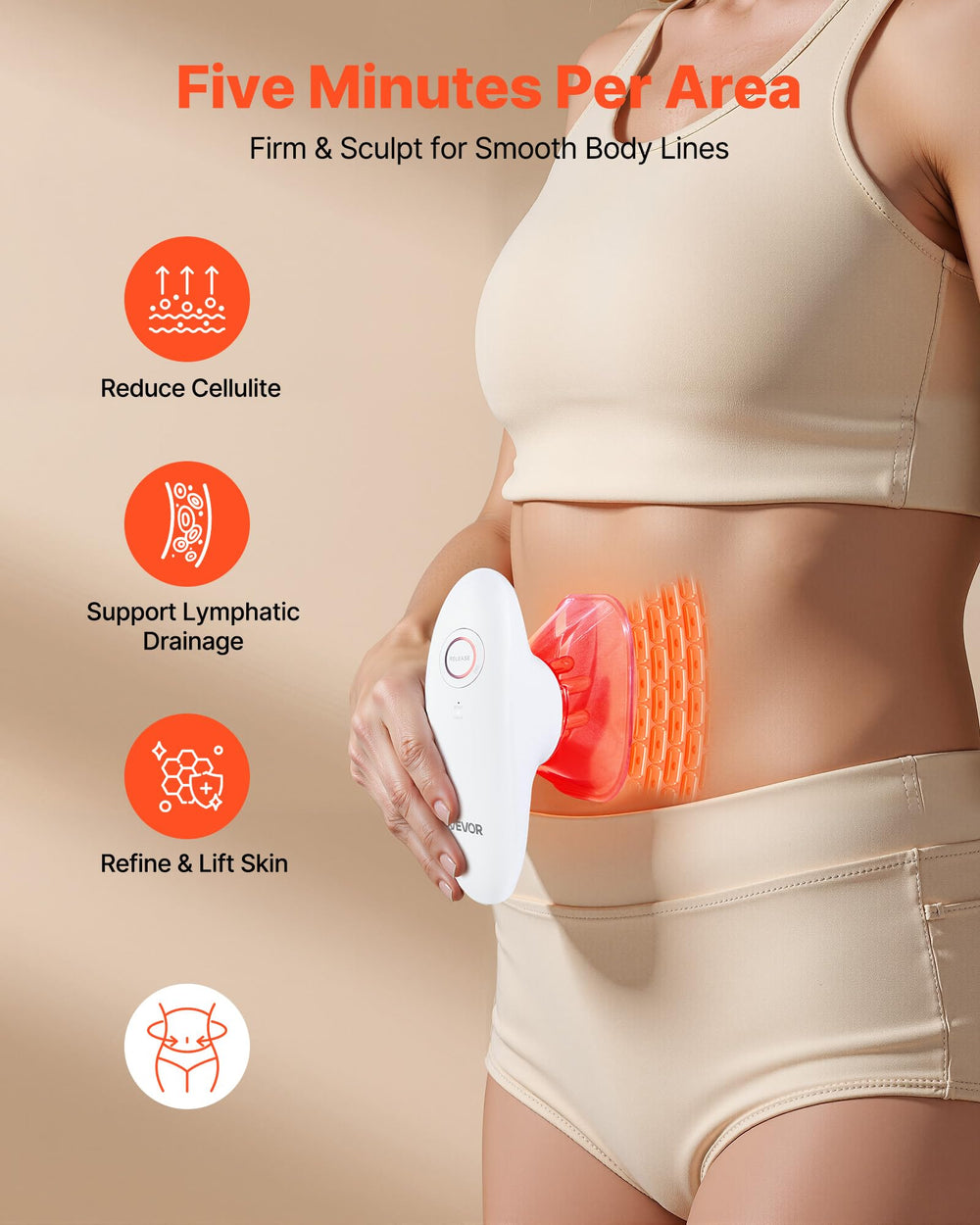 VEVOR 3-in-1 sculpting vacuum suction detail highlighting improved circulation